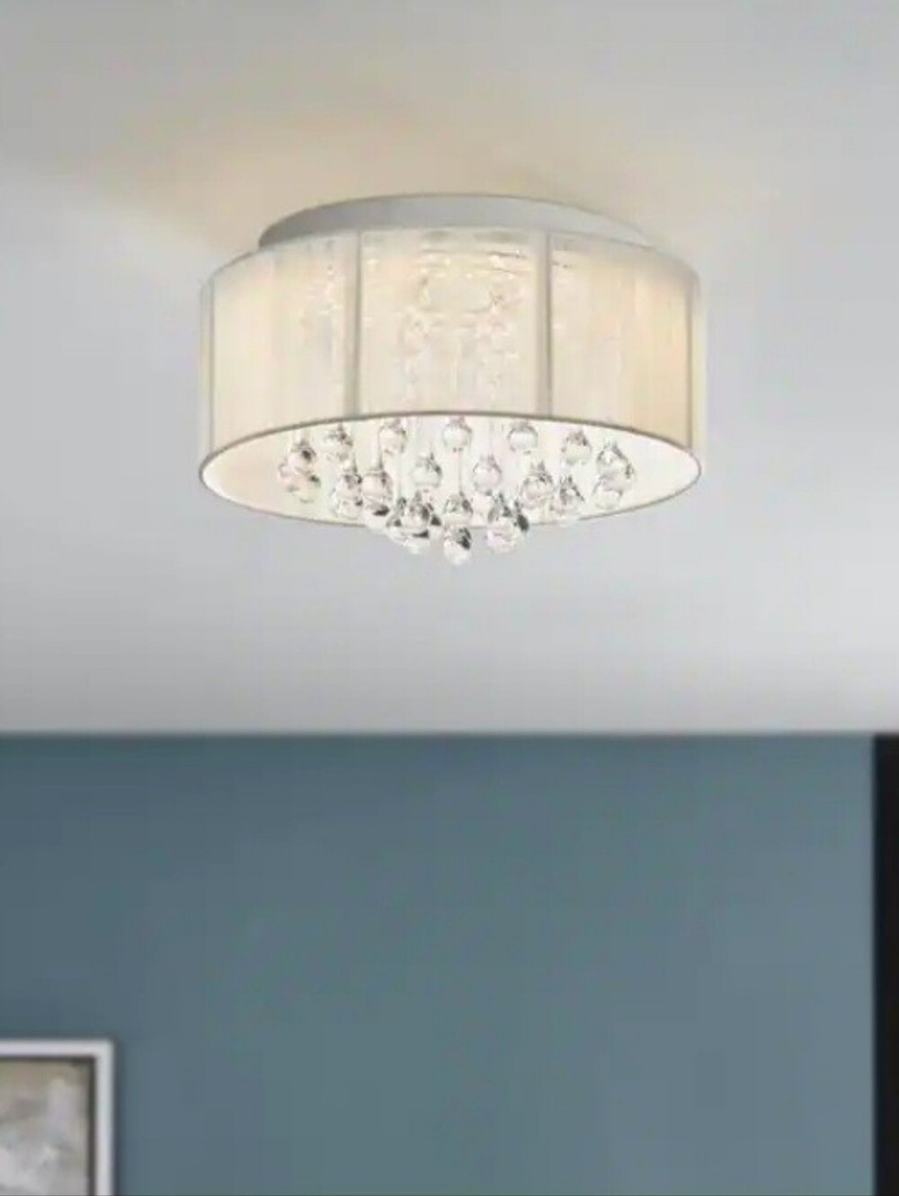 Flenniken 15 in. Integrated LED Chrome and Crystal Flush Mount Ceiling Light Fix